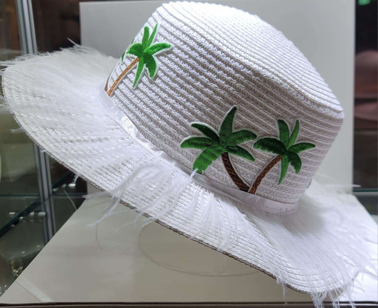 WHITE PALM TREE HAT