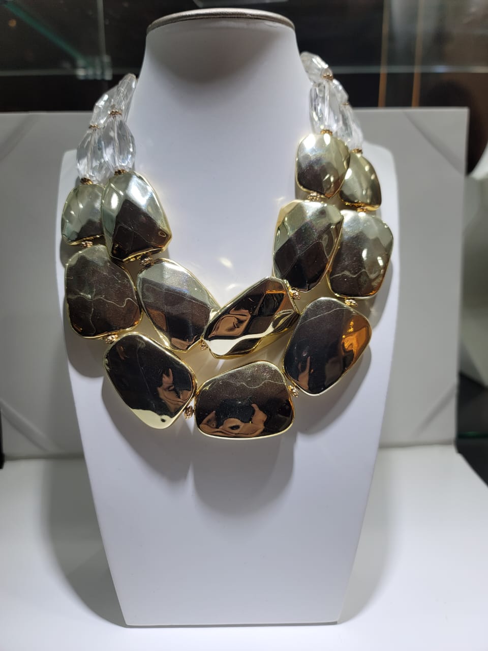 GOLDEN DOUBLE STRAND BEADED NECKLACE