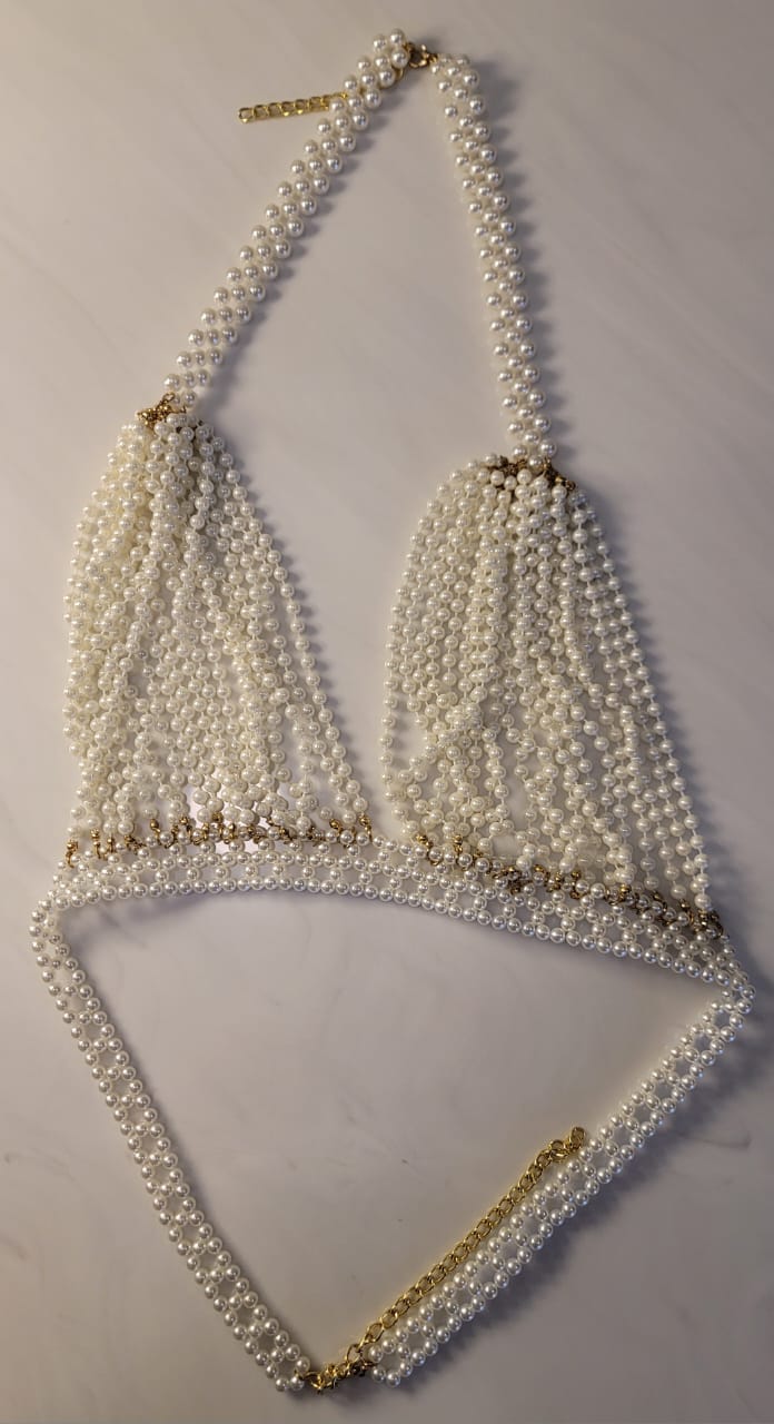 PEARL BODY CHAIN BRA