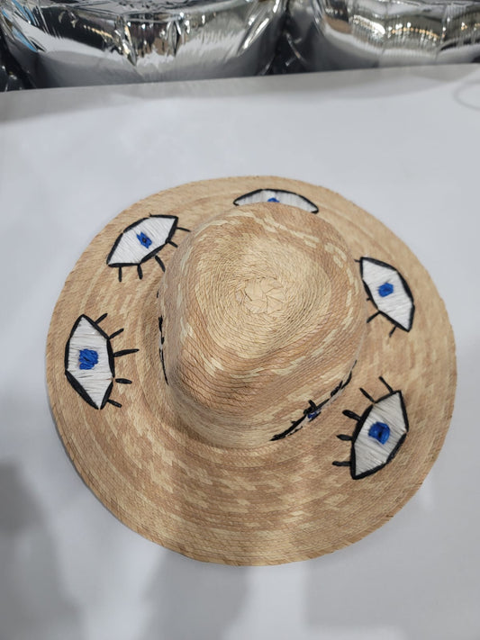 MULTIPLE EVIL EYE EMBROIDERED HAT