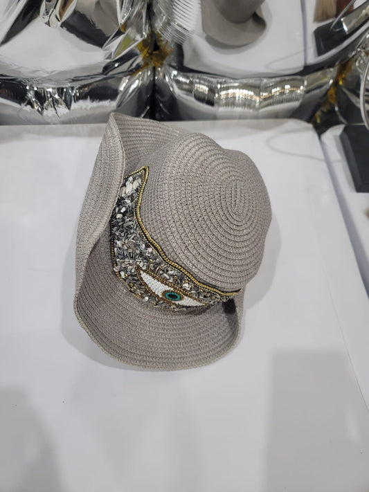 EVIL EYE LACED GREY HAT