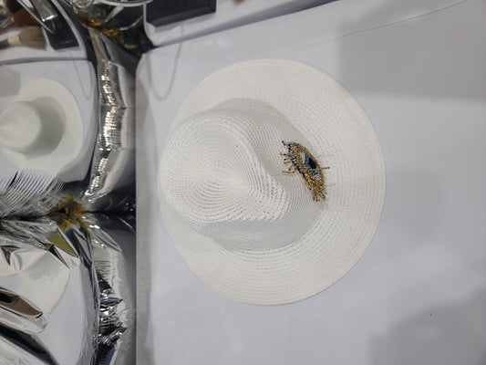 EVIL EYE WHITE STRAW HAT