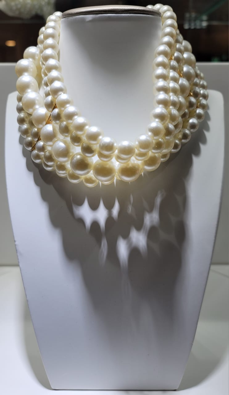 PEARL BEADED CLUSTER NECKLACE