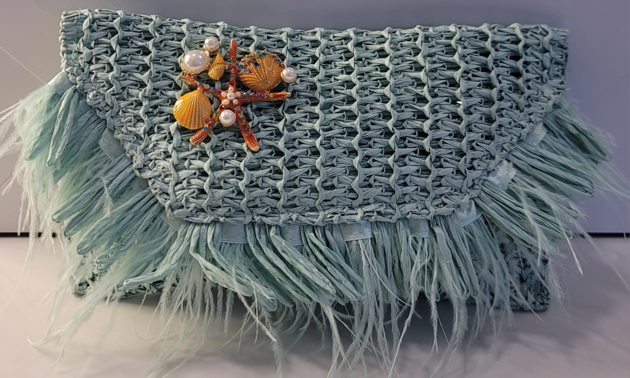 MINT COLORED FUR HAND BAG