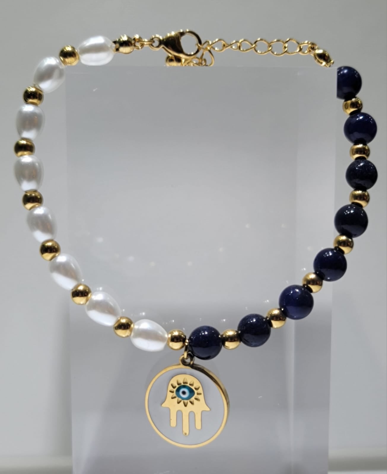 EVIL EYE CHOKER NECKLACE WITH BLUE CRYSTALS