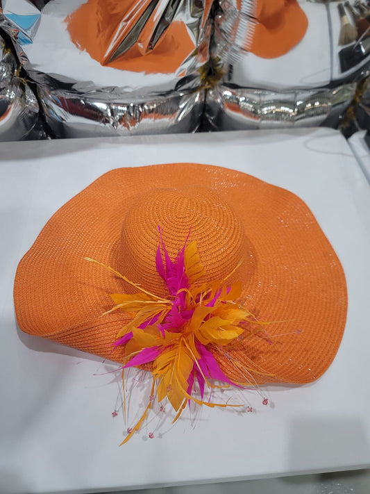 LARGE ORANGE & HOT PINK PARTY HAT
