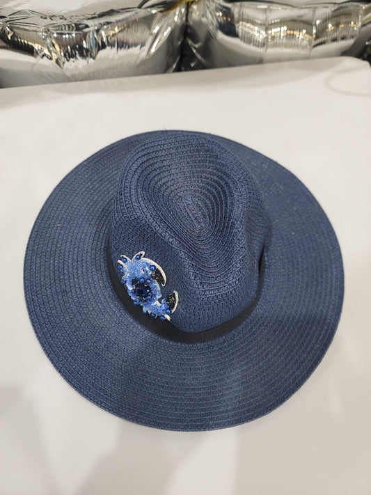 DARK BLUE EMBROIDERED HAT