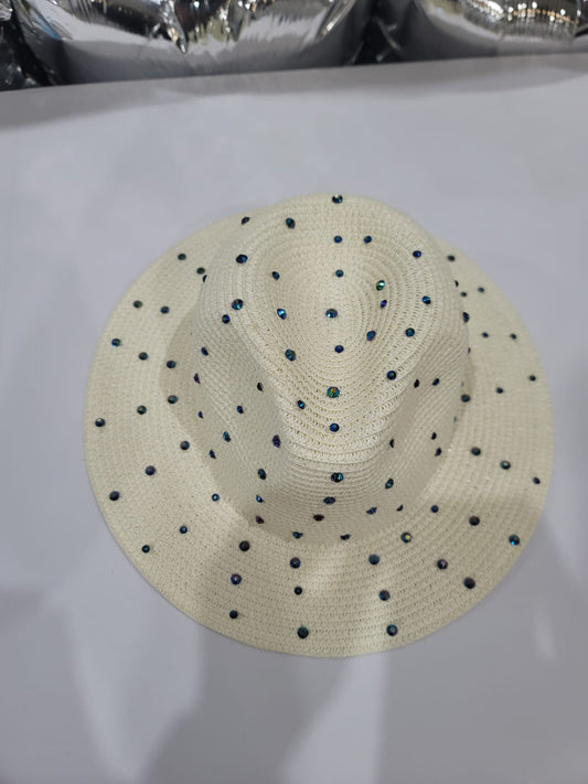 MULTICOLOR PEARLED BEIGE HAT