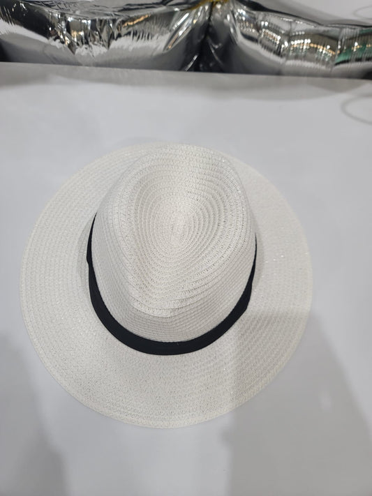 WHITE HAT WITH BLACK STRIP