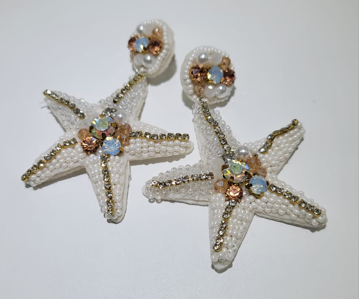 BEADED STARFISH DROP EARING