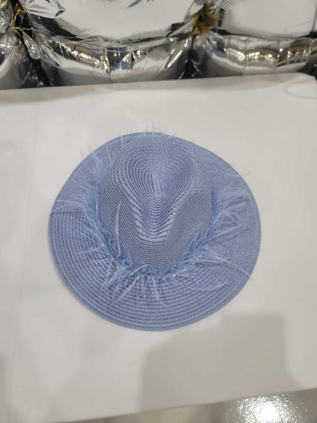 BLUE FUR LACED HAT