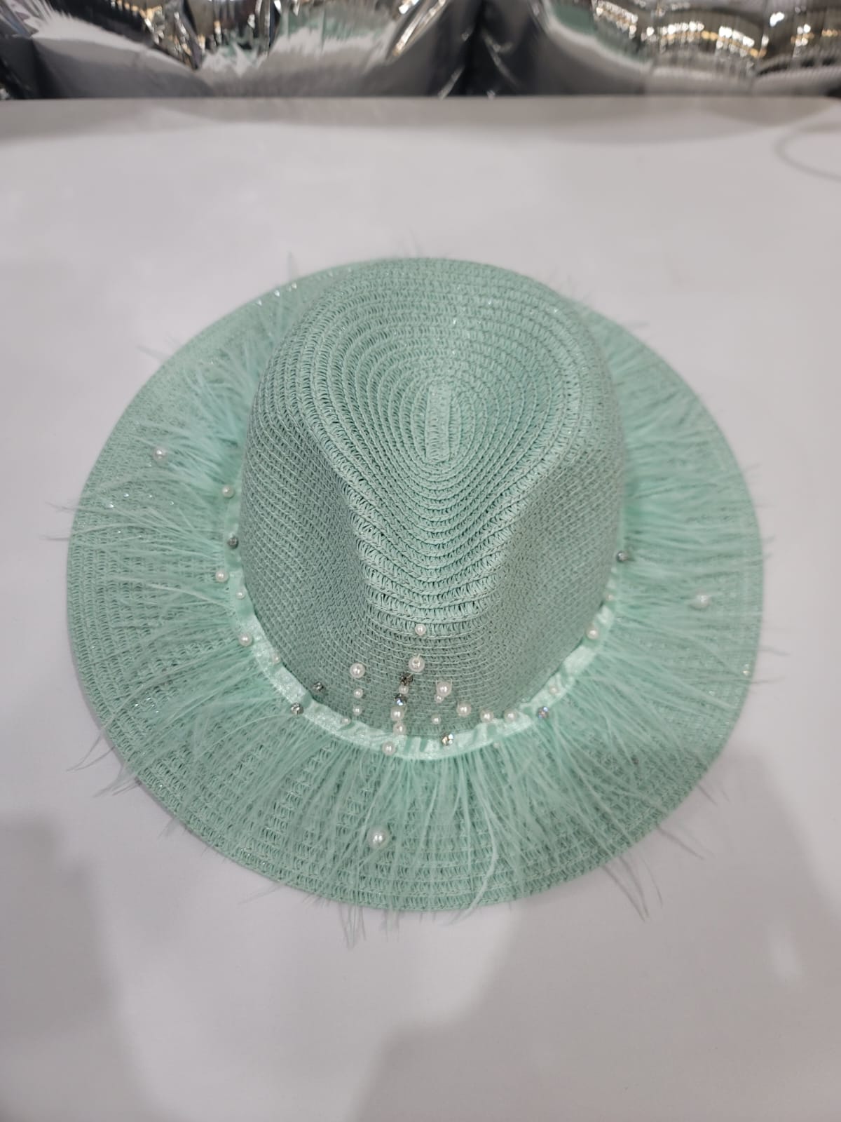 MINT PEARL FUR HAT