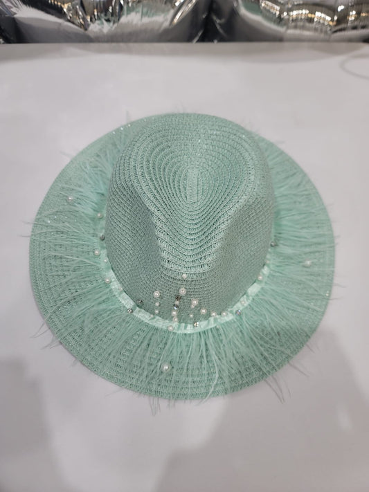 MINT PEARL FUR HAT