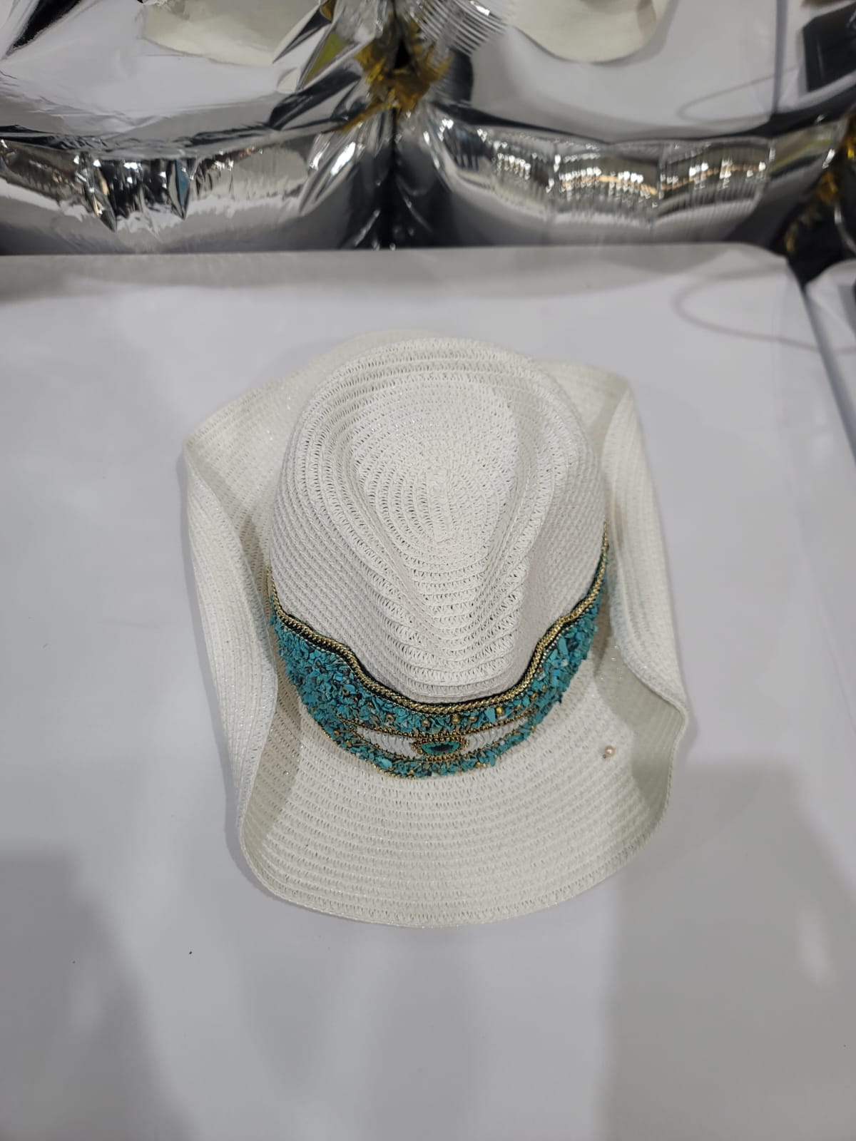 EVIL EYE LACED WHITE HAT