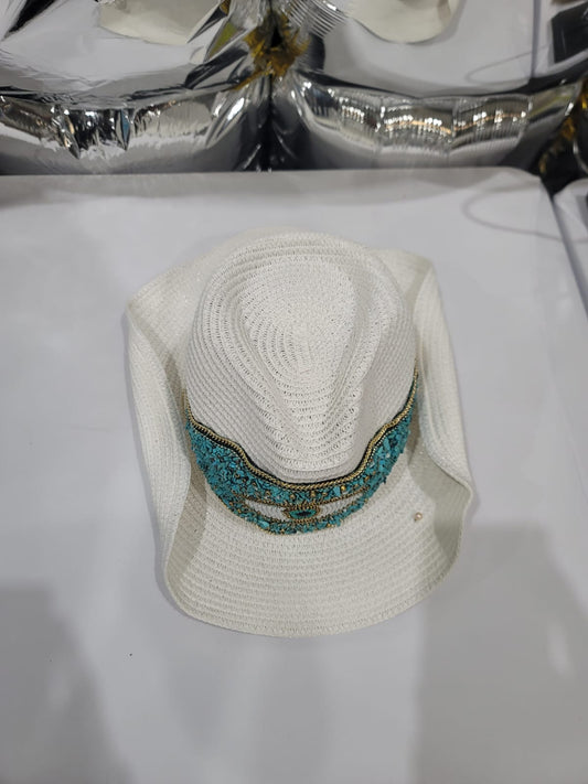 EVIL EYE LACED WHITE HAT