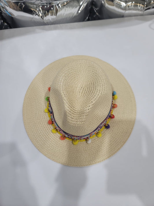 MULTICOLORED POM POM HAT