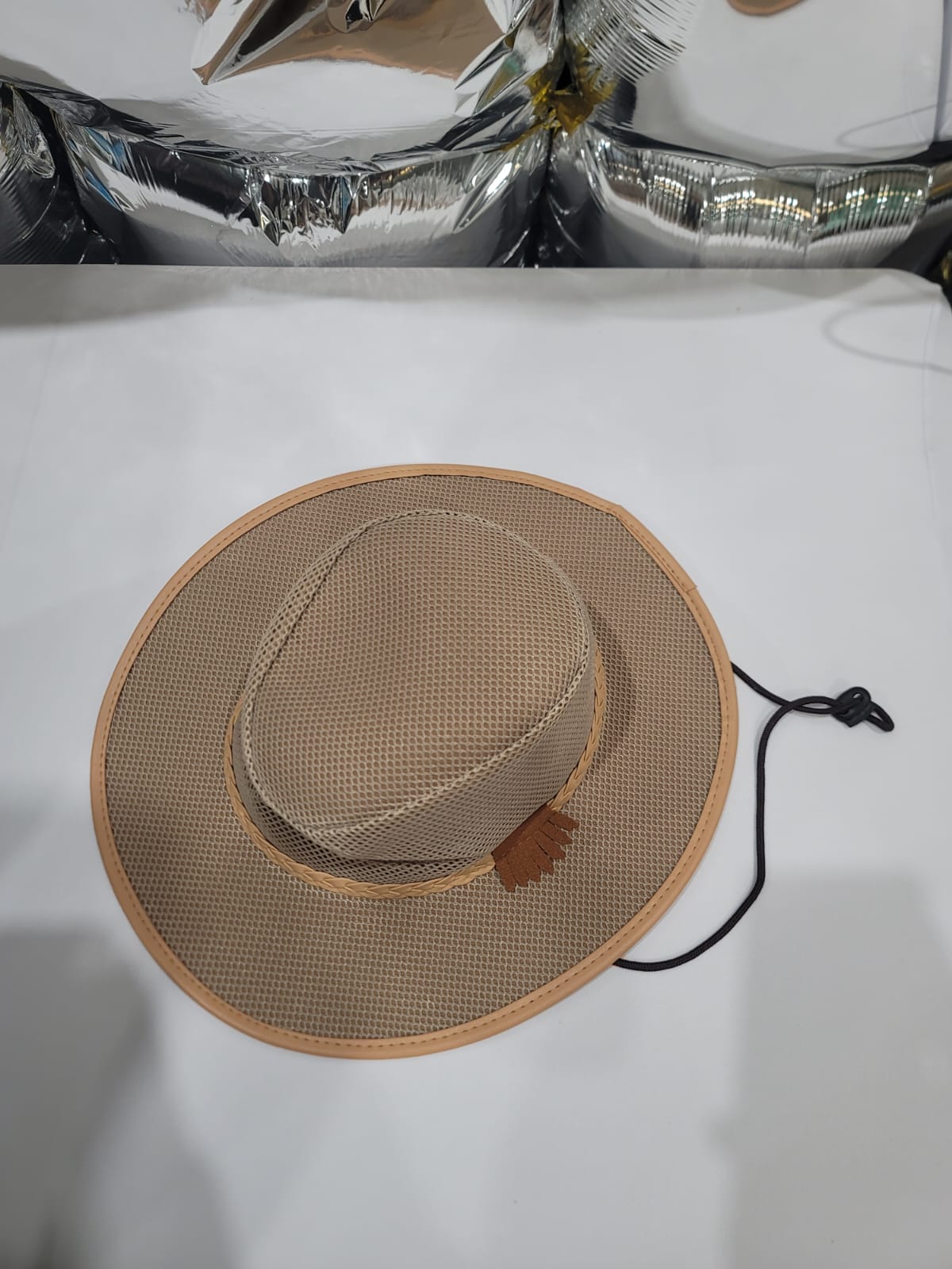 MESH LIGHT BROWN COWBOY HAT