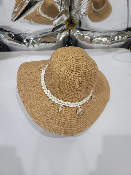 BROWN SHELL LACED HAT