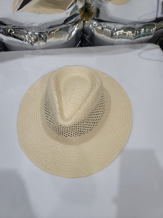 BEIGE PERFORATED STRAW HAT